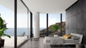 Vinylová podlaha iD Click Ultimate 55 Polished Concrete Steel v ložnici - vzorkovna Praha